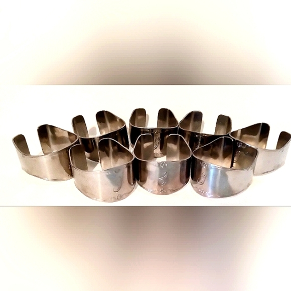 Napkin Rings Custom Craft Letter "G" Set Of 8 Stainless Steel Vintage - Picture 1 of 5